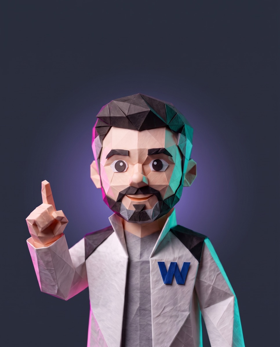 Portada de reel: el personaje de papel señala hacia arriba